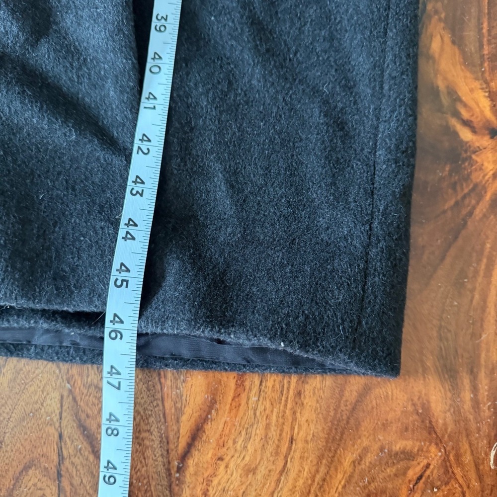 Paul Lew Designs Womens Charcoal Grey Long Wool Coat Real Fur Collar Double - Picture 8 of 11